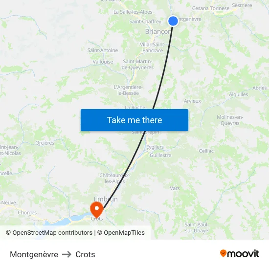 Montgenèvre to Crots map