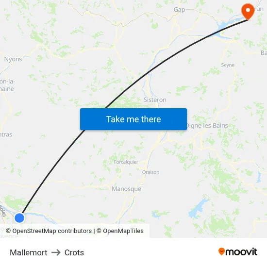 Mallemort to Crots map