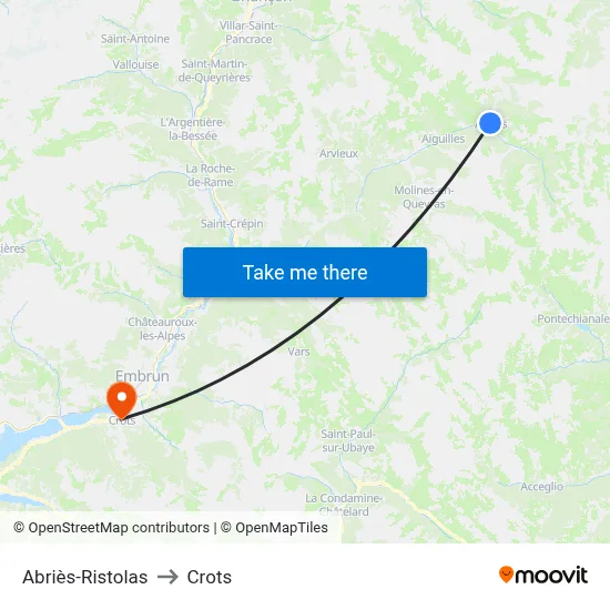 Abriès-Ristolas to Crots map