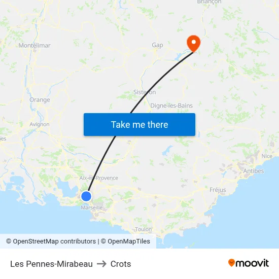 Les Pennes-Mirabeau to Crots map