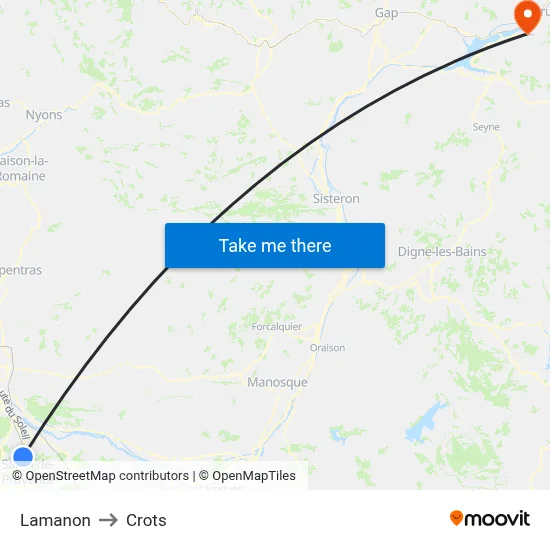 Lamanon to Crots map