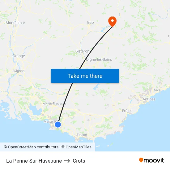 La Penne-Sur-Huveaune to Crots map