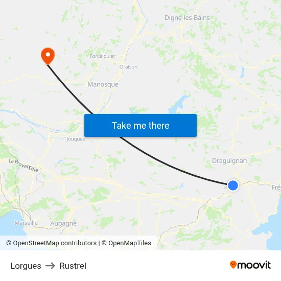 Lorgues to Rustrel map