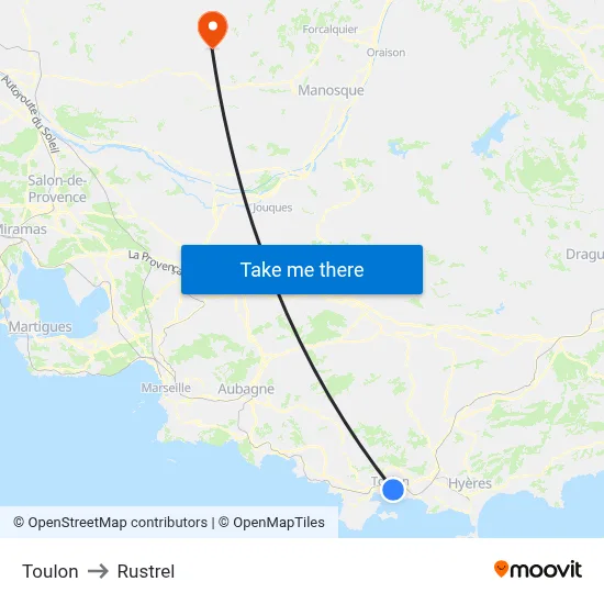 Toulon to Rustrel map
