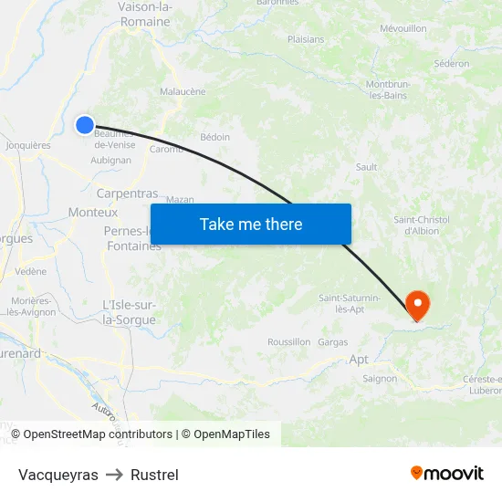 Vacqueyras to Rustrel map