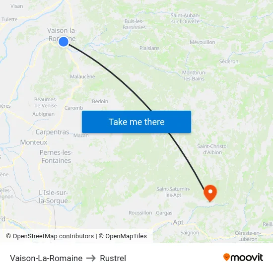 Vaison-La-Romaine to Rustrel map