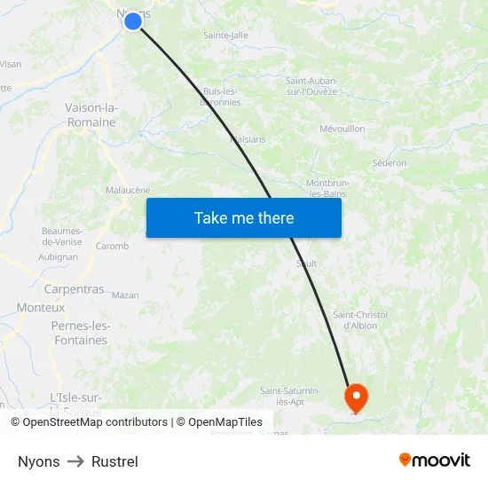 Nyons to Rustrel map