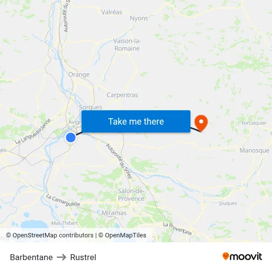 Barbentane to Rustrel map