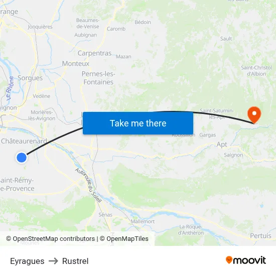 Eyragues to Rustrel map