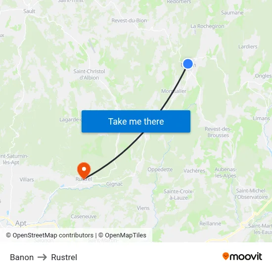 Banon to Rustrel map