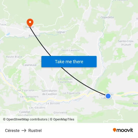 Céreste to Rustrel map