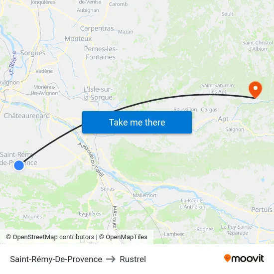 Saint-Rémy-De-Provence to Rustrel map