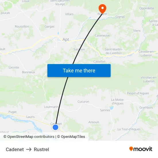 Cadenet to Rustrel map