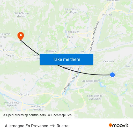 Allemagne-En-Provence to Rustrel map