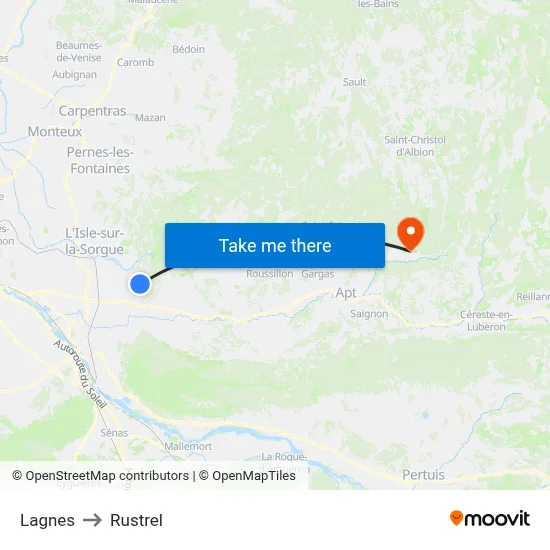 Lagnes to Rustrel map