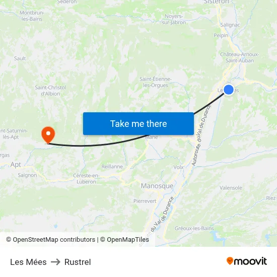 Les Mées to Rustrel map