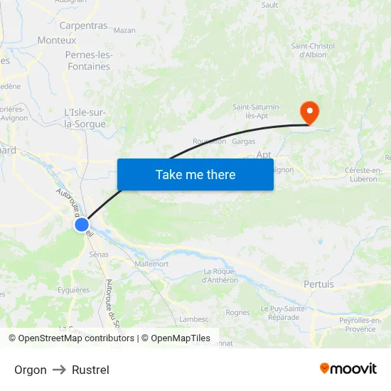 Orgon to Rustrel map