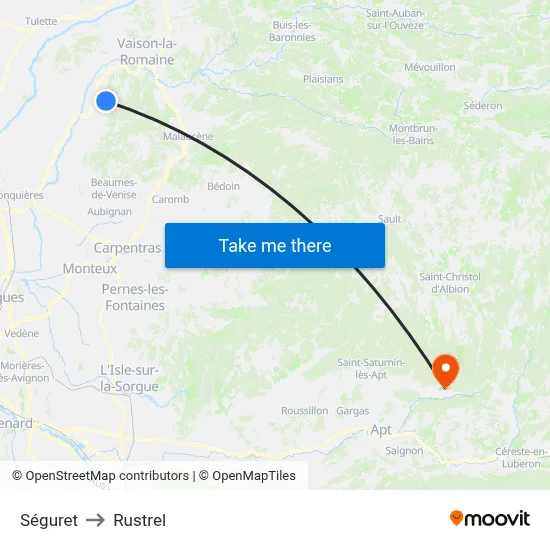 Séguret to Rustrel map