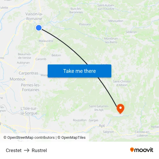 Crestet to Rustrel map