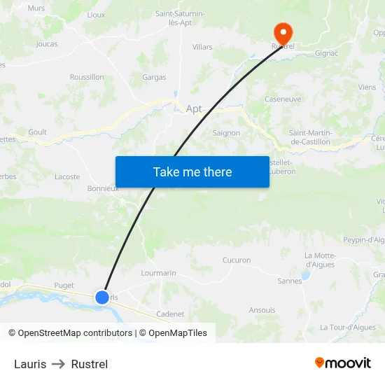 Lauris to Rustrel map
