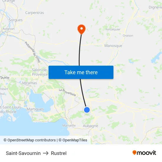 Saint-Savournin to Rustrel map