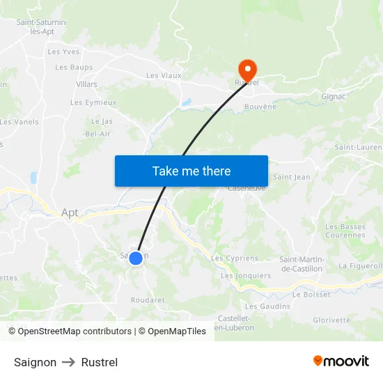 Saignon to Rustrel map