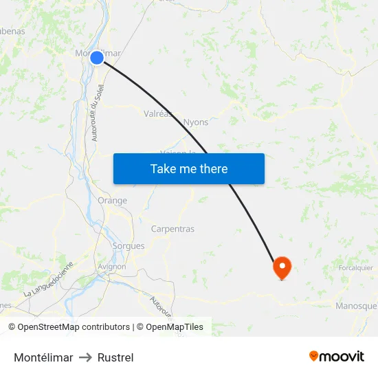 Montélimar to Rustrel map