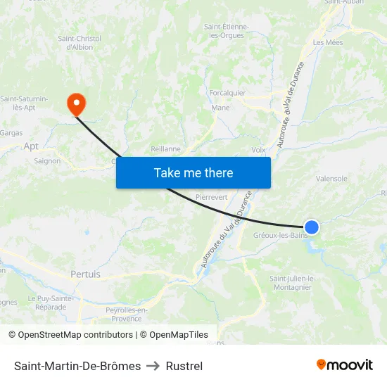 Saint-Martin-De-Brômes to Rustrel map