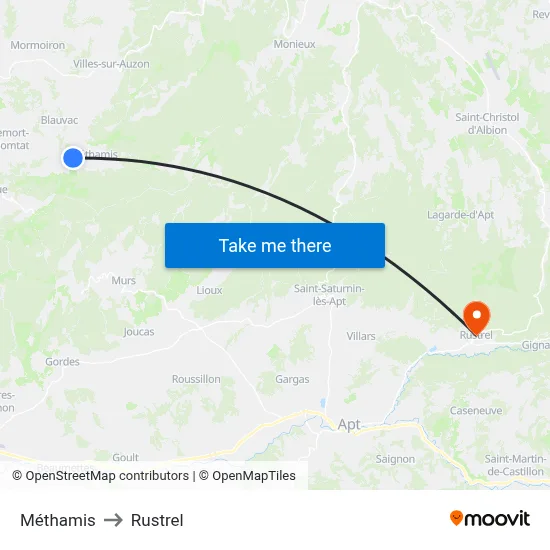 Méthamis to Rustrel map