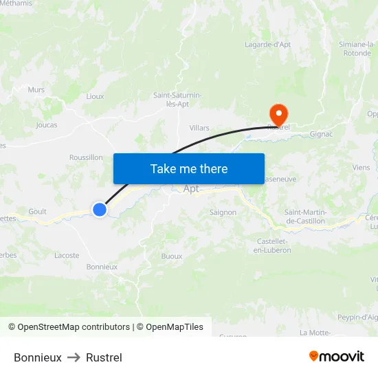 Bonnieux to Rustrel map