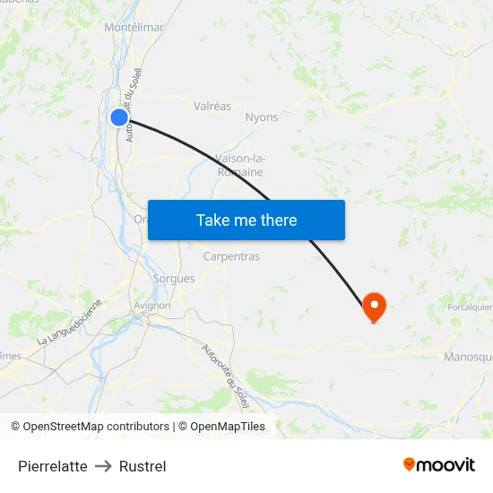 Pierrelatte to Rustrel map