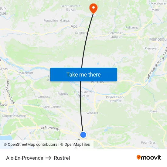 Aix-En-Provence to Rustrel map