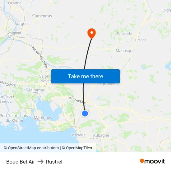Bouc-Bel-Air to Rustrel map