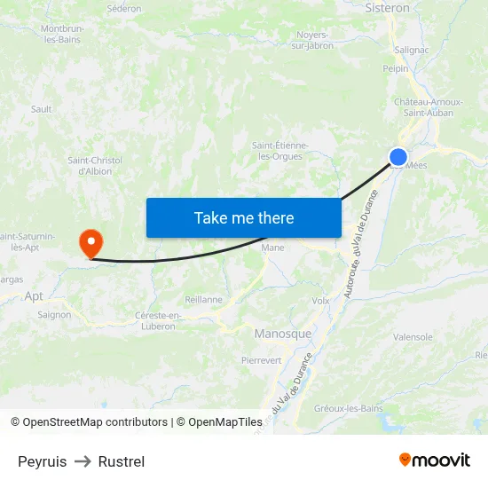 Peyruis to Rustrel map