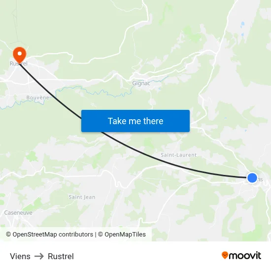 Viens to Rustrel map