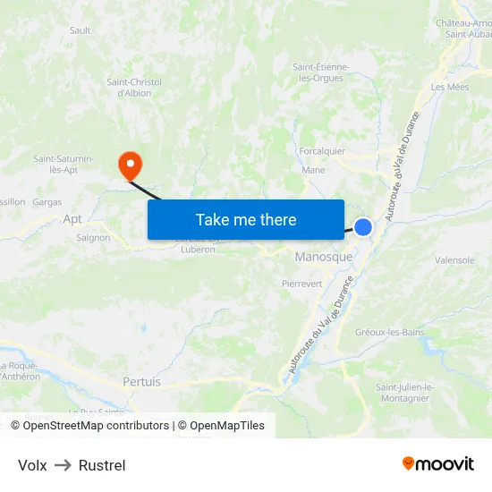 Volx to Rustrel map