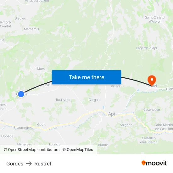 Gordes to Rustrel map