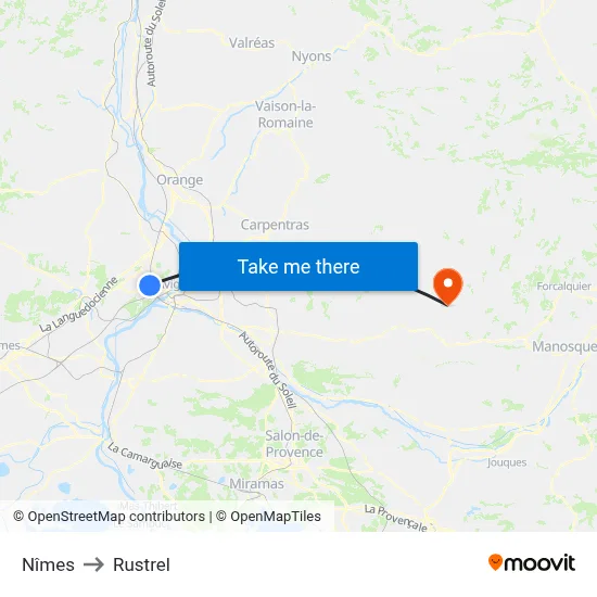 Nîmes to Rustrel map