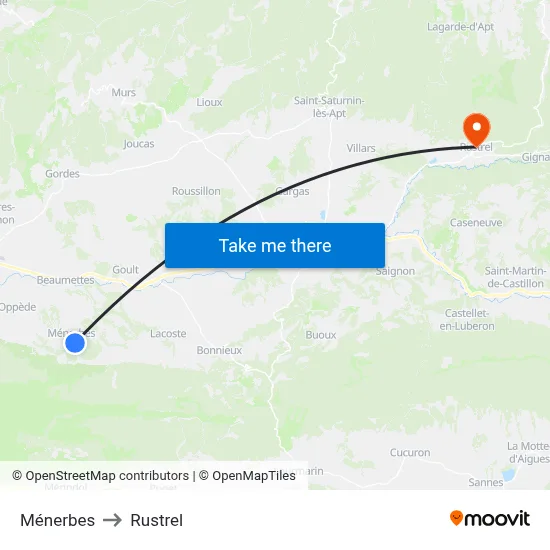 Ménerbes to Rustrel map