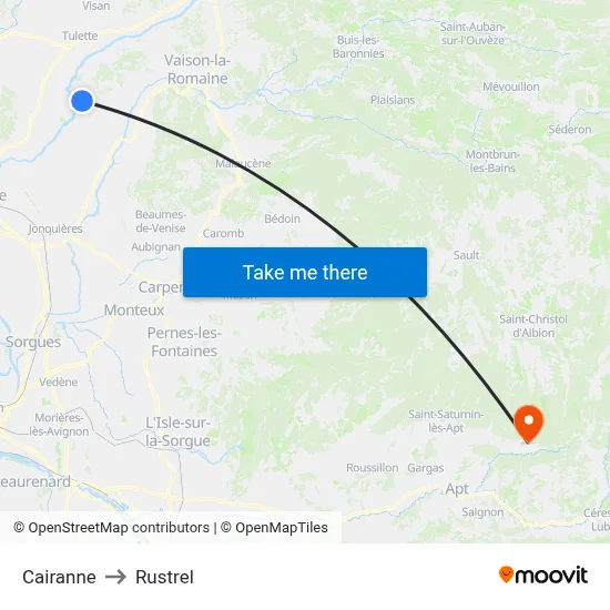 Cairanne to Rustrel map