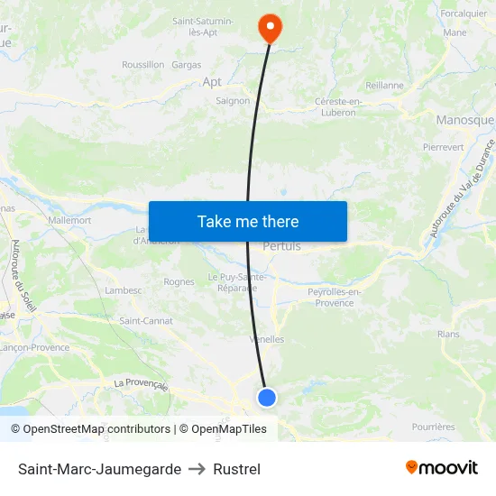Saint-Marc-Jaumegarde to Rustrel map