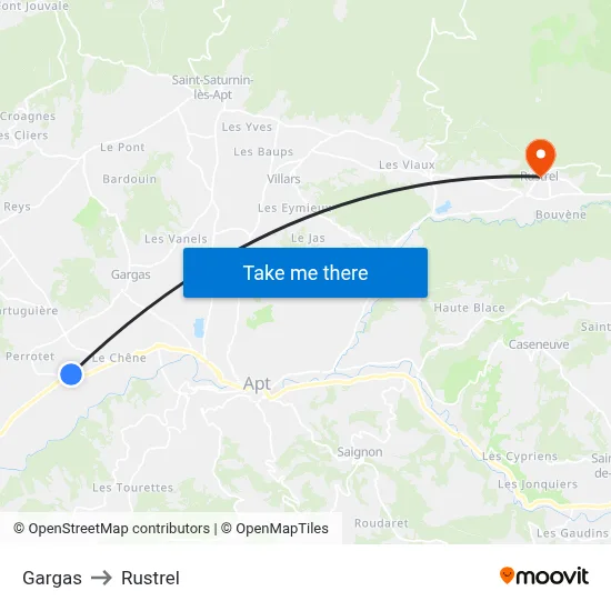 Gargas to Rustrel map