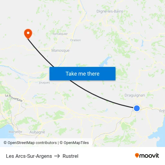 Les Arcs-Sur-Argens to Rustrel map