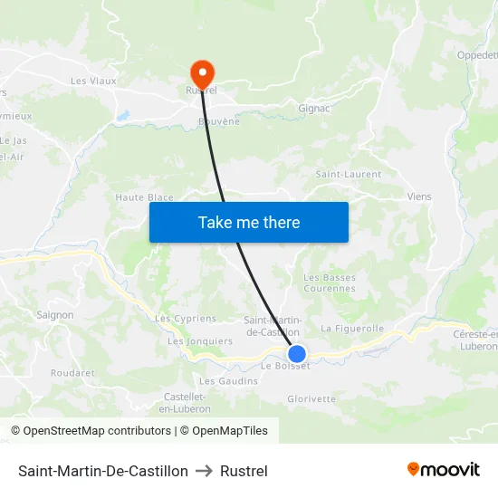Saint-Martin-De-Castillon to Rustrel map