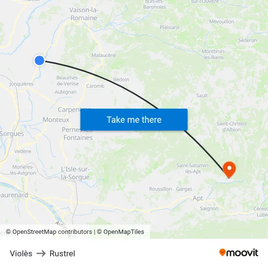 Violès to Rustrel map