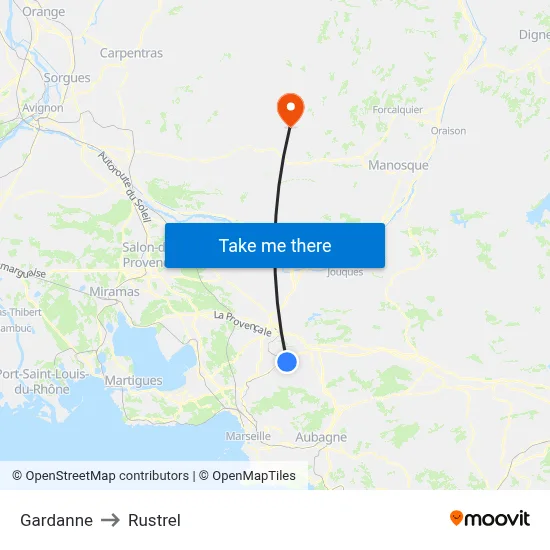 Gardanne to Rustrel map