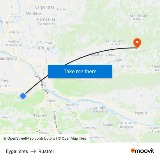 Eygalières to Rustrel map