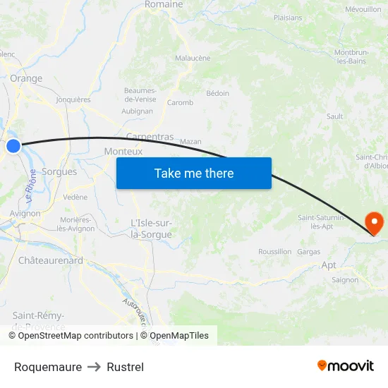 Roquemaure to Rustrel map