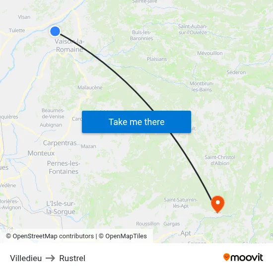 Villedieu to Rustrel map