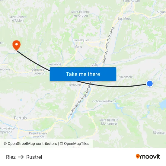 Riez to Rustrel map